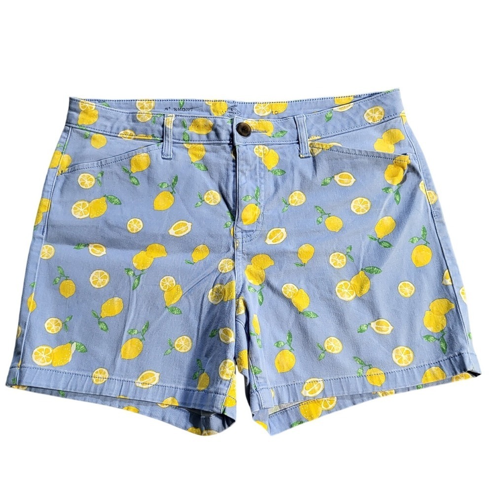 St.John Lemon Print Shorts Casual Summer Everyday‎ Cute Blue Shorts Size 5